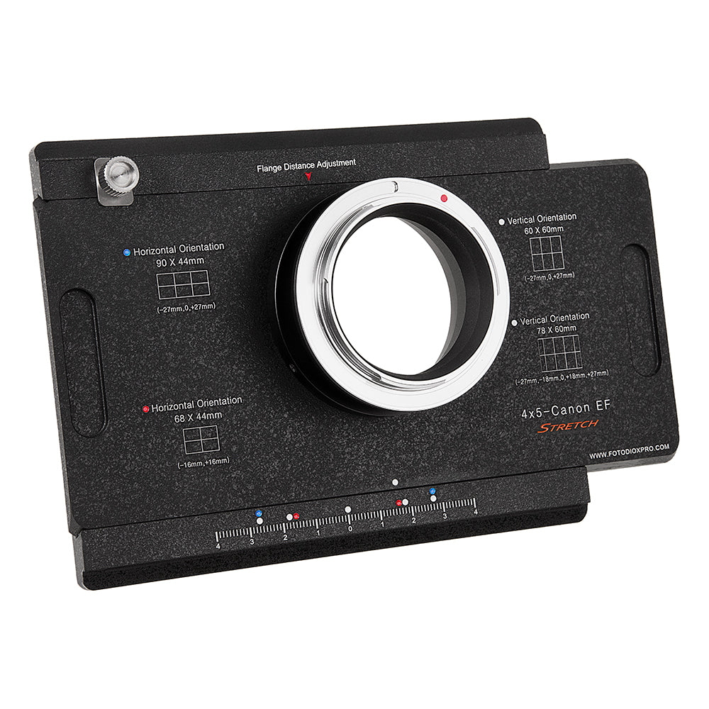 Fotodiox Pro Lens Adapter - Canon EF/EF-S Mount D/SLR Cameras to Large Format 4x5 View Cameras with a Graflok Rear Standard - Shift / Stitch Adapter