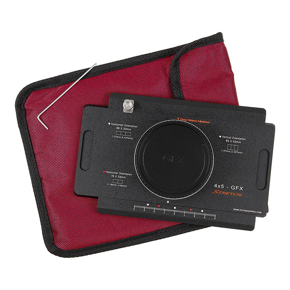 Fotodiox Pro Lens Adapter - Fujifilm G-Mount Mirrorless Cameras to Large Format 4x5 View Cameras with a Graflok Rear Standard - Shift / Stitch Adapter