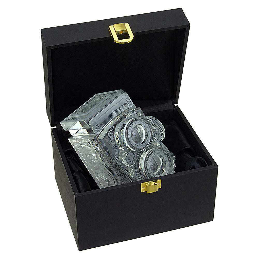 Fotodiox Crystal TLR Camera Display Model - Real Life Full-Size Replica of Rolleiflex 2.8 camera with Zeiss Planar 80mm lens; Paperweight, Book Shelf, Bookends, Paper Weight