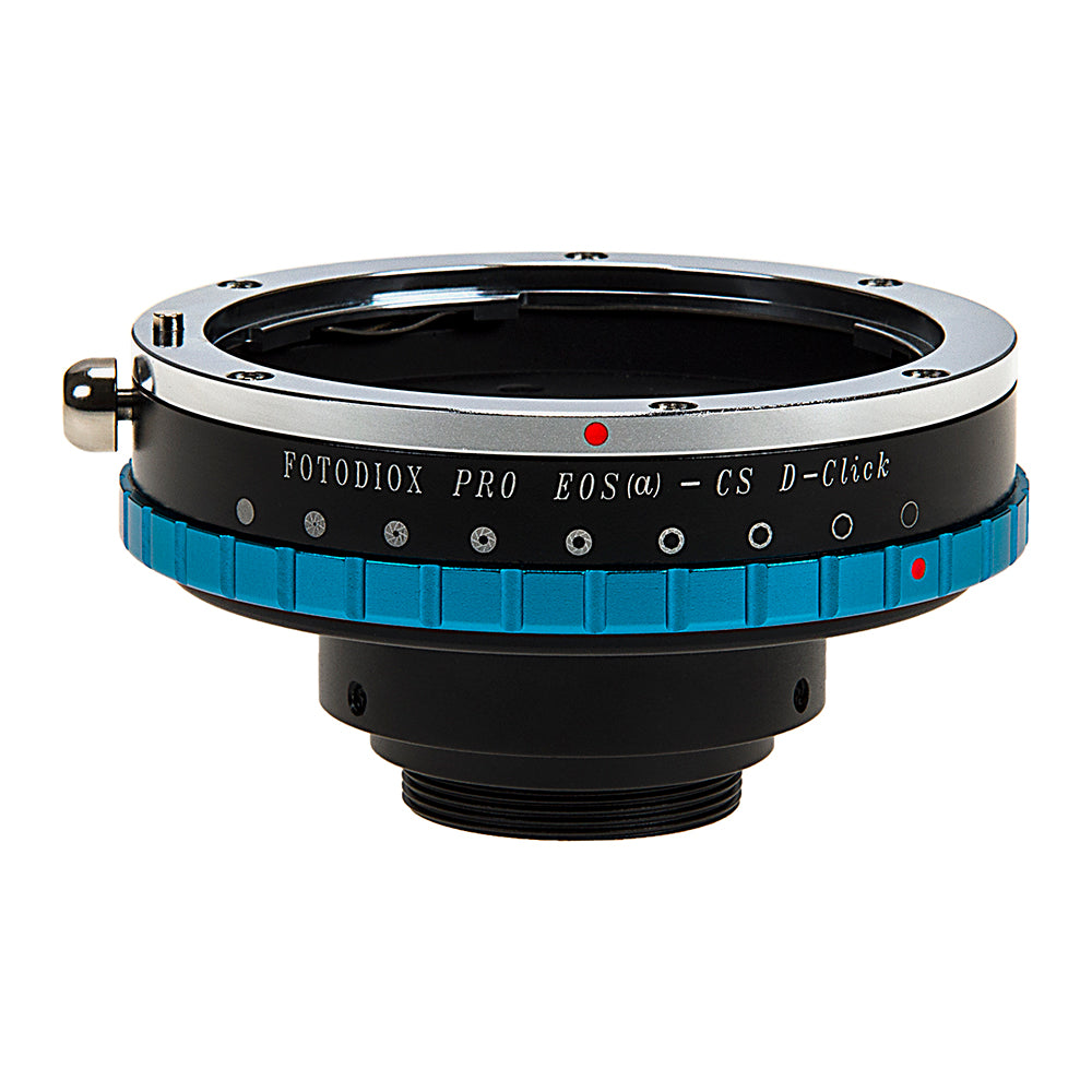 Fotodiox Pro Lens Mount Adapter - Compatible with Canon EOS (EF / EF-S) D/SLR Lenses to CS-Mount (1" Screw Mount) Cine & CCTV Camera Body w/ Built-In Iris (De-Clicked)