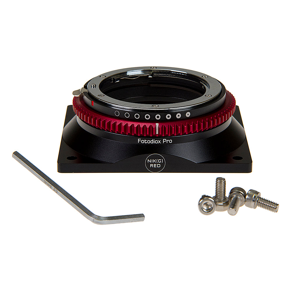 Fotodiox DLX Lens Adapter - Compatible with Nikon Nikkor F Mount G-Type D/SLR Lenses to Red Digital Cinema Cameras with Built-In DLX Aperture Control Dial