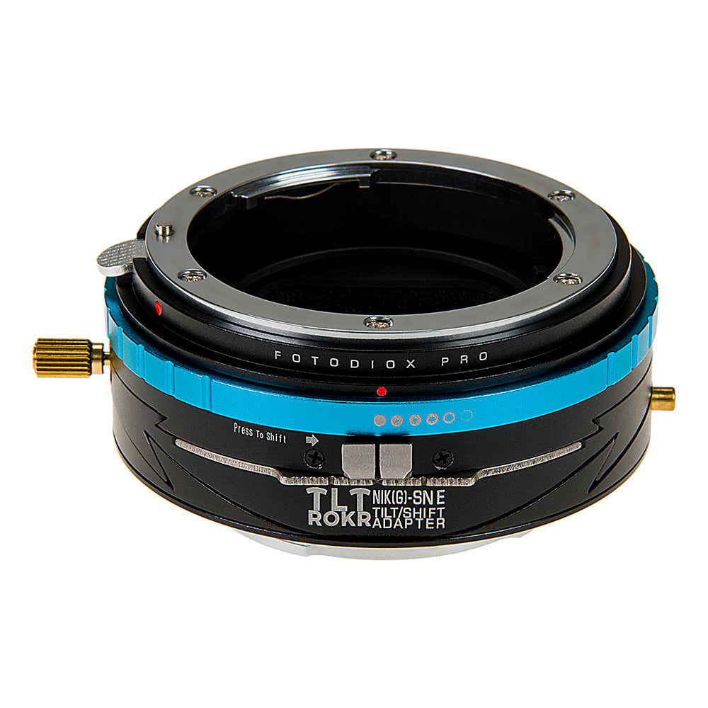 Fotodiox Pro TLT ROKR - Tilt / Shift Lens Mount Adapter for Nikon Nikkor F Mount G-Type D/SLR Lenses to Sony Alpha E-Mount Mirrorless Camera Body