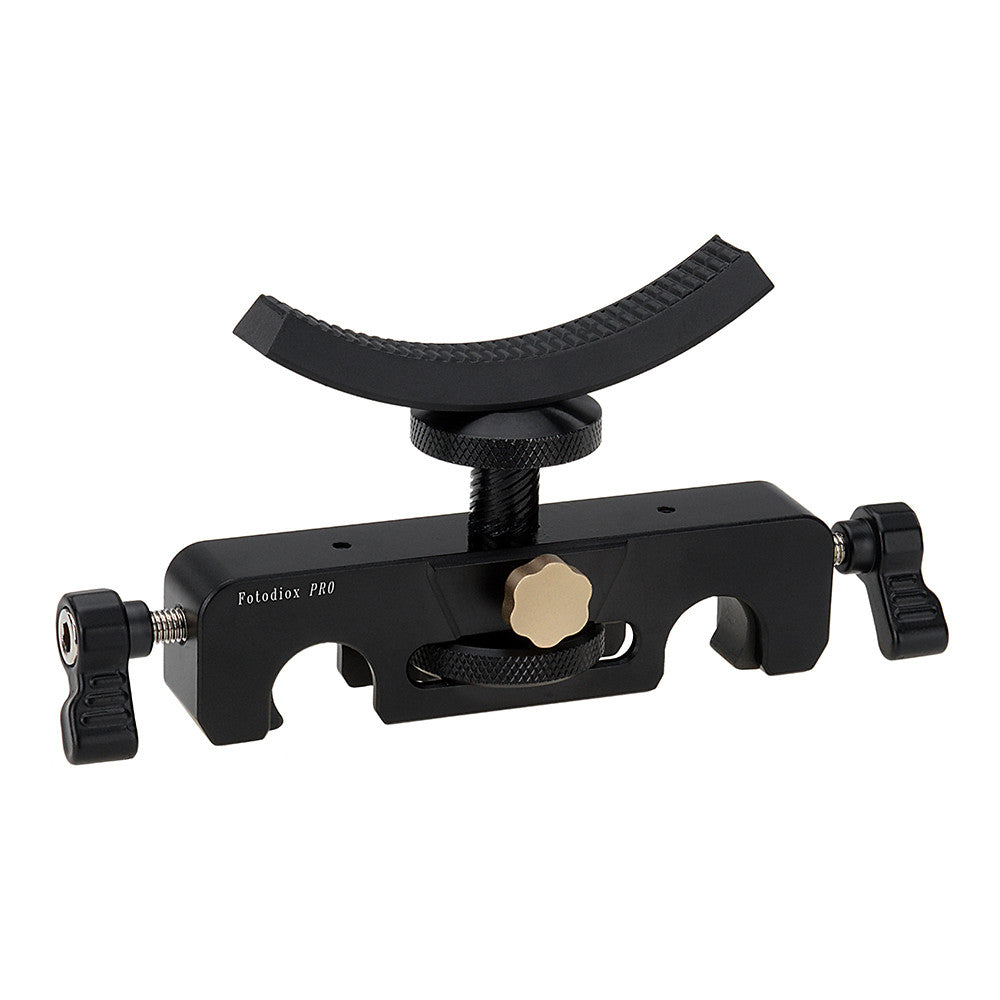 Fotodiox Pro Yoke Lens Support - Universal Telephoto, Long Lens Support Bracket for 15mm Rod System with Height Adjustable Trimmer Knob